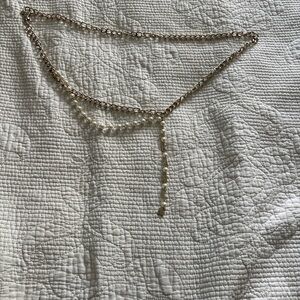 Karl Lagerfeld Pearl Chain Belt / Necklace / Bag Charm Silver